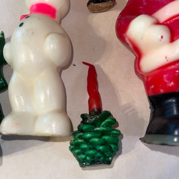Vintage Lot of 11 Gurley ? Christmas Green Hat Snowman Tree Reindeer Wax Candles - Picture 16 of 16